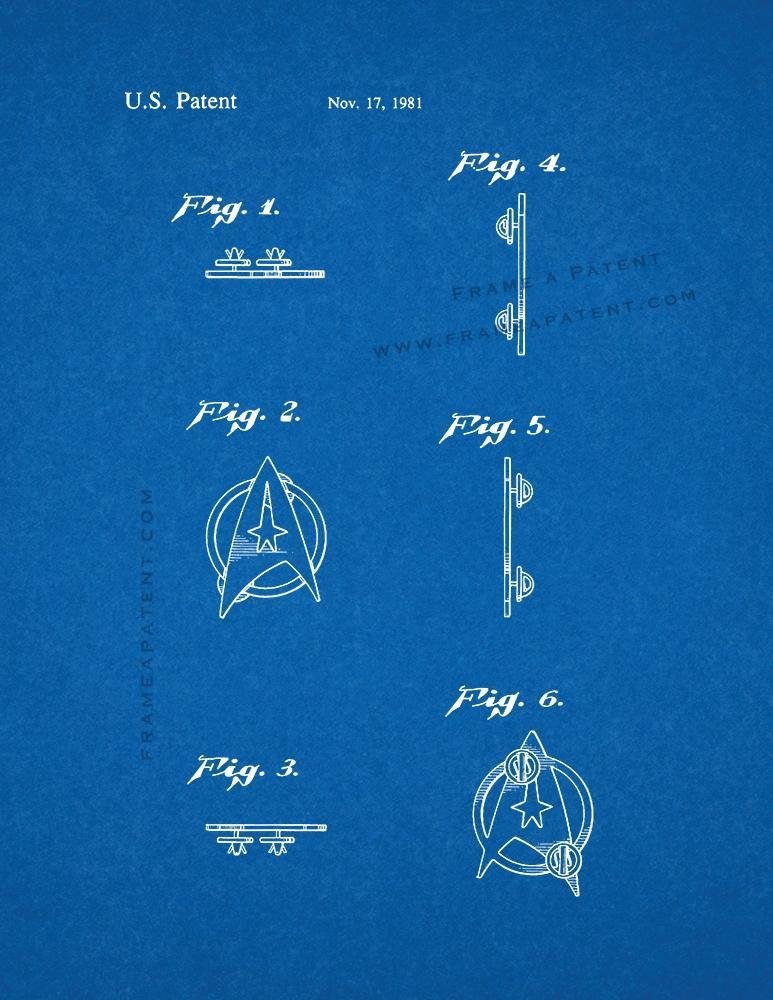 Star Trek New Starfleet Insignia Patent Print - Blueprint