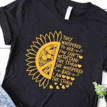 Black/Yellow Sunflower T-shirt - &quot;I am the storm&quot; - L - £22.68 GBP