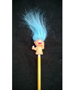 Troll Holding Candle Pencil Topper with Blue Hair on Pencil - $7.00