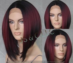 Sassy and sleek Straight Heat Safe Full HUMAN HAIR BLEND Lace Front Wig center m - £81.96 GBP