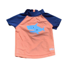 Baby Gap Swim Shirt 3-6 Months Orange Blue Short Sleeve Shark Rash Guard - £7.03 GBP