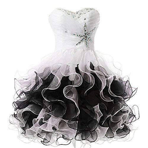 Kivary Short Beaded Little White Ball Gown Prom Homecoming Cocktail Dresses Blac