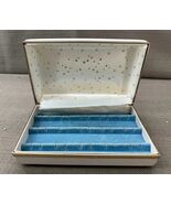 Mele Vintage Jewelry Box Blue Velvet Liner Travel Case Gold Trim MCM Design - $332.16 MXN