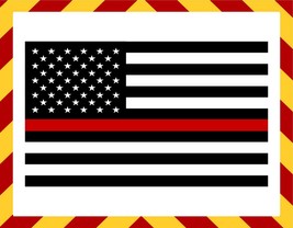 Window Sticker - Thin Red Line Firefighter Flag Decal - $2.97+