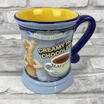 The Polar Express Creamy Hot Chocolate Mug Authentic PE Warner Bros Blue Yellow - £9.60 GBP