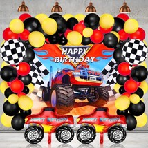 75 Pieces Truck Party Supplies Truck Balloons Decoration Set Including 1 Truck T - £24.12 GBP