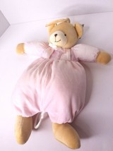 Luckson Baby Velour Teddy Bear Pink Gingham Plush Stuffed Musical Pull Crib Toy - £32.61 GBP