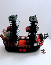 2006 Fisher Price Imaginext Black Pirate Ship with Blue &amp; White Sails - £20.24 GBP