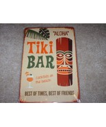 New &quot;Tiki Bar&quot; Tin Metal Sign &quot;Best Of Times, Best Of Friends&quot; Aloha Coc... - £19.65 GBP