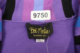 Bob Mackie Sweater Womens Large Purple Lightweight Casual Cardigan Striped - £23.35 GBP