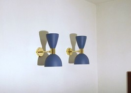 Italian Diabolo Wall Sconce Antique Style Wall Lamp Light BLUE Opaque - Style - £132.11 GBP