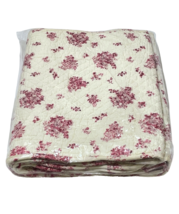 Quilted Floral French Country Table Runner Pink Ivory Scalloped 12.5&quot;W x 74.5&quot;L - £18.02 GBP
