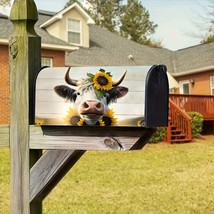 Sunflower Highland Cow Standard Size Mailbox Cover / Wrap - 18&quot; x 21&quot; - $8.70