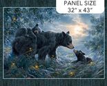 32" X 43" Panel Naturescapes Moonlight Mother Bear Cubs Cotton Fabric D3... - $12.40