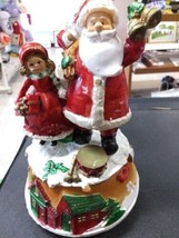 Vintage Christmas Music Box Santa Little Girl Village Plays &quot;Deck The Ha... - $25.00