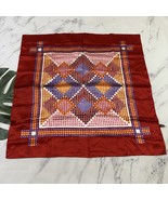 Queen Pearl Vintage Square Scarf Red Purple Geometric Print Yamashita Ac... - $17.81