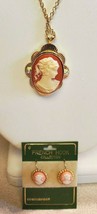 Vintage Costume Contempra Cameo French Hook Collection Earrings &amp; Necklace (NEW) - £11.61 GBP