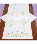 Jack Dempsey Needle Art Field Of Flowers Scarf And Doily Set - $25.19 CAD