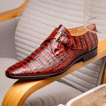 Genuine caiman crocodile Shoes Rovigo Cognac Straps image 10
