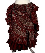 Rusty Cinnabar Red Jaipur 25Yard Paisley Devi Tribal BellyDance ATS Boho... - $99.99