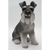 Large Sitting Realistic Schnauzer Puppy Dog Figurine Resin 12.5&quot; - £35.23 GBP