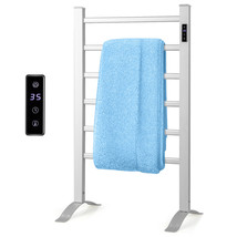 Freestanding &amp; Wall Mounting 6 Bars Heated Towel Rack w/Timer LED Display - £122.24 GBP