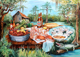 Framed canvas art print giclée Louisiana feast food culture New Orleans seafood - £31.13 GBP+