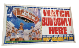 HUGE 1993 Budweiser Bud Light Beer Bud Bowl V Banner Sign - £63.84 GBP