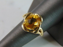 Womens Vintage Estate 10K Yellow Gold Citrine Ring 3.4g #E3910 - £292.74 GBP