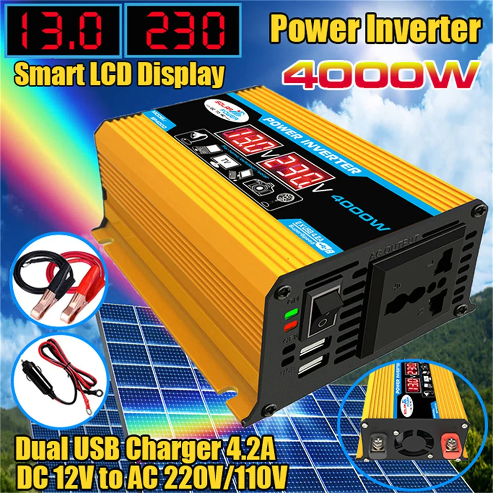 300/4000W Full Sinus Inverter Car Voltage Converter 12V DC to AC 110/220V Car - £9.55 GBP+