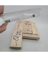 Stampin Up STEM SILHOUETTES wood mount stamps flower stems garden Junk J... - $237.85 MXN