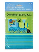 Teddy Bear Train Engine Birthday Party Invitations 8 Count Choo Choo  - $8.63