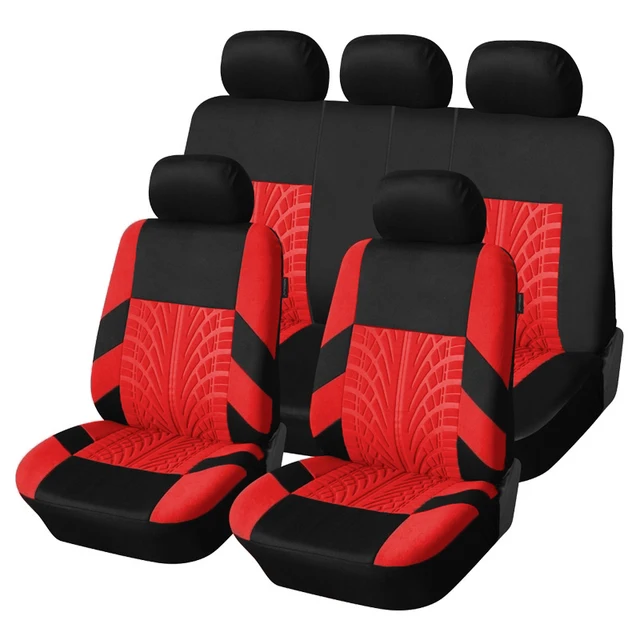 Universal Brand Embroidery Car Seat Covers Set - Full Set (Red) - £38.92 GBP