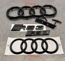 Gloss All Black Audi RS3 Emblem Set | 273mm Front Rings 192mm Rear Rings... - $80.99