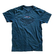 Patagonia Mens Fitz Roy Crest Cotton / Poly T-Shirt Blue Size M Slim Fit - $19.79