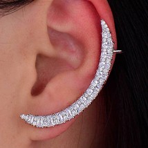 GODKI  Design Marvellous Cubic Zircon Crescent Moon Ear Bone Cuff Earring - £19.14 GBP