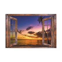 Canvas Print Wall Art Window Sunset Sea Nature Photography Realism Scenic Lands - £71.87 GBP+