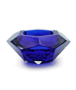 Murano Cobalt Blue Multi-Faceted Glass Bowl by Alessandro Mandruzzato 1970s - $197.01