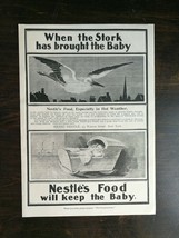 Vintage 1901 Nestles Good for Babies Baby Stork Full Page Original Ad - £5.30 GBP