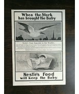 Vintage 1901 Nestles Good for Babies Baby Stork Full Page Original Ad - £5.22 GBP