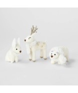 Wondershop White Fabric Animal 3 pc. Decorative Figurine Set - New - £10.95 GBP