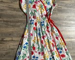 Vtg 1970s Wrap Dress Flower Flowing Airy Dress Alternatives Bright Pockets - £37.91 GBP