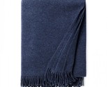 Sferra Vimmo Navy Blue Throw Blanket Fringed 100% Merino Wool Soft 51&quot;x7... - £90.58 GBP
