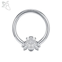 ZS 1 Piece Colorful Butterfly Bee Cat Crystal Nose Ring Cute Septum Rings Clicke - £10.38 GBP