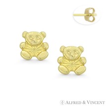 Baby Teddy Bear Stamping Charm 14k Yellow Gold Children&#39;s Women&#39;s Stud Earrings - £50.34 GBP