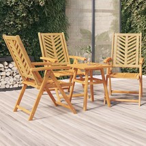 Reclining Garden Chairs 3 pcs Solid Wood Acacia - £143.60 GBP