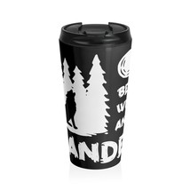 Black Wolf Howling at the Moon Stainless Steel Vacuum Insulated Travel Mug (15oz - £28.81 GBP
