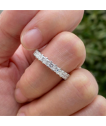 Princess Moissanite Half Eternity Stack Band 925 Silver Moissanite Weddi... - £290.73 GBP