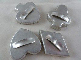 Cookie Cutters Playing Card suits silver aluminum with handles Vintage - $7.91