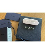 PRADA  Logo Hair Clip PINK  Gold Metal Italy with Box - $835.25 CAD